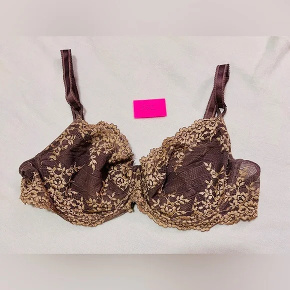 Wacoal Embrace Lace Underwire Bra 38C Brown and Caramel Crème - Picture 3 of 6